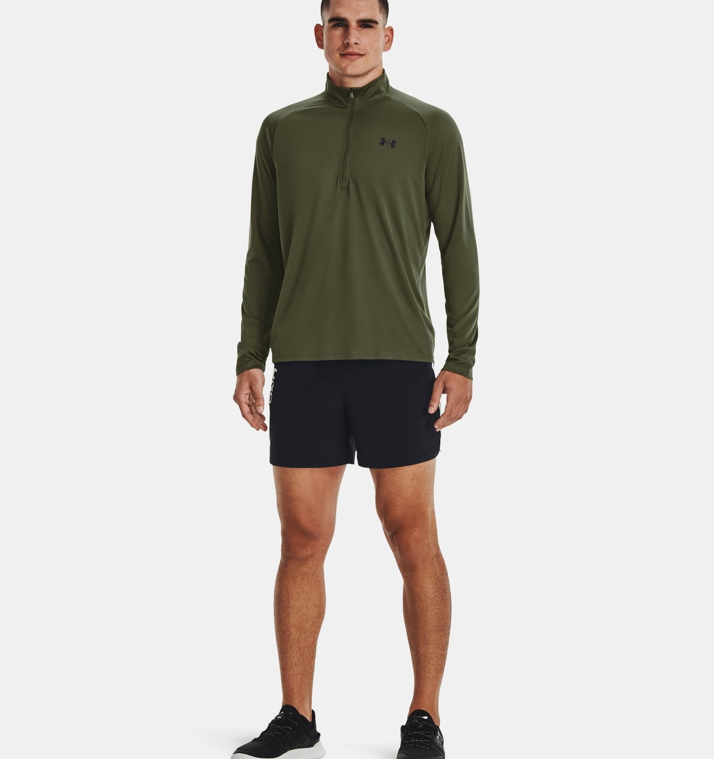 UNDER ARMOUR MENS TECH HALF ZIP - MARINE OD GREEN