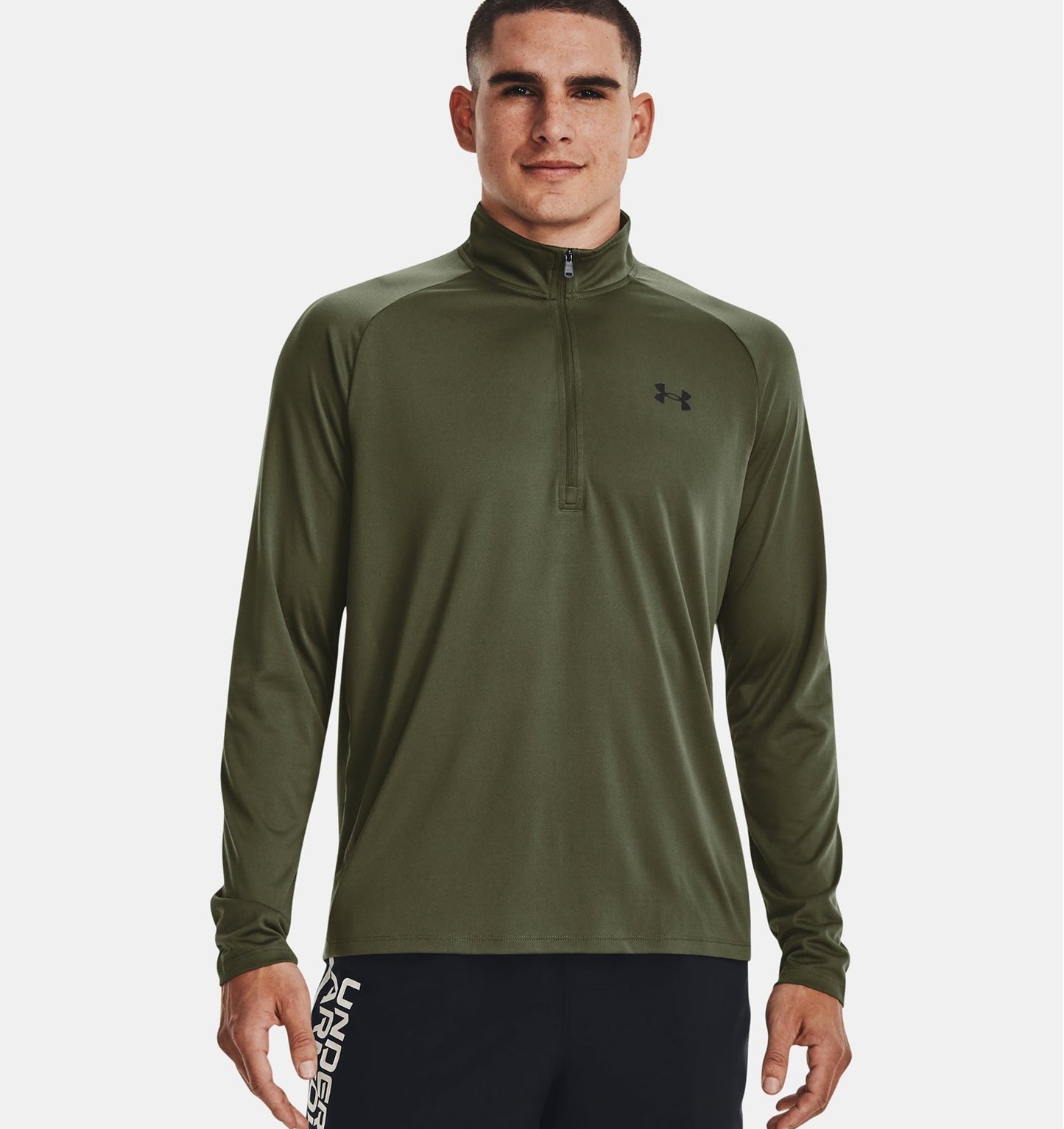 UNDER ARMOUR MENS TECH HALF ZIP - MARINE OD GREEN