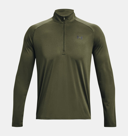 UNDER ARMOUR MENS TECH HALF ZIP - MARINE OD GREEN