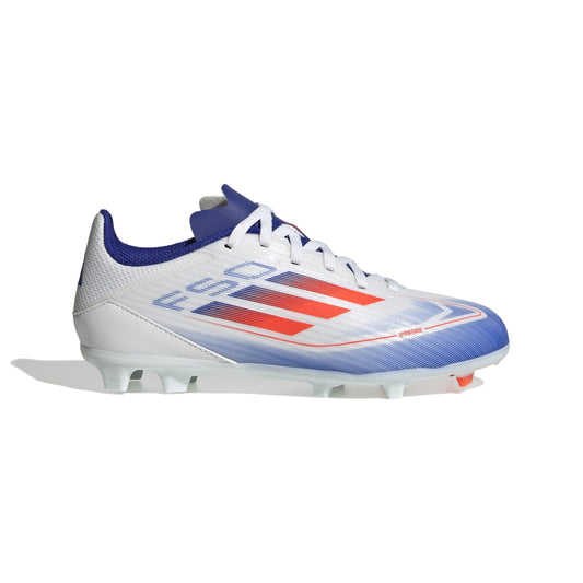 ADIDAS F50 LEAGUE FG/MG J - WHITE/SOLAR RED/LUCID BLUE