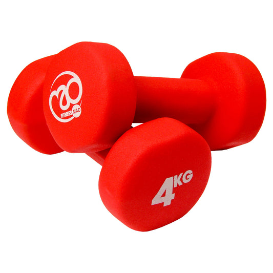 FITNESS MAD 4KG NEOPRENE DUMBBELLS