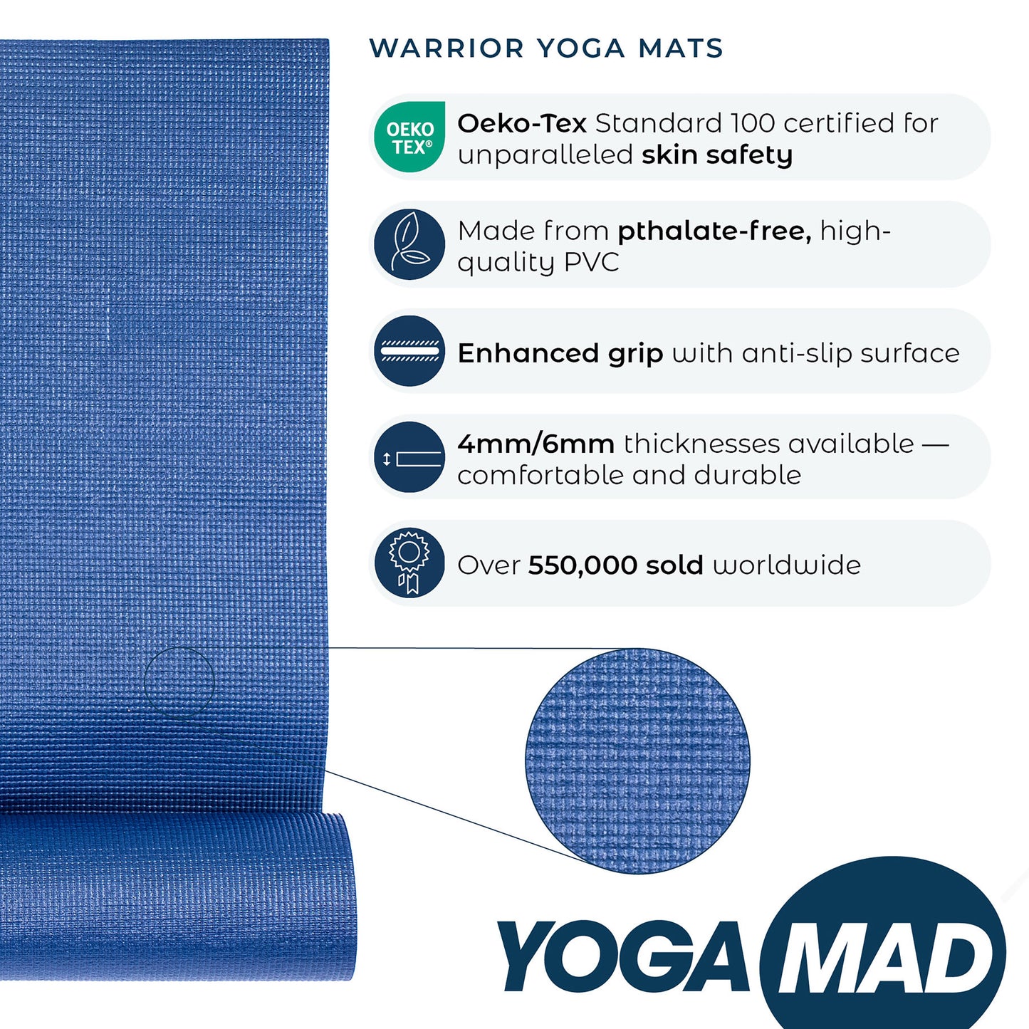 FITNESS MAD WARRIOR II YOGA MAT 4MM